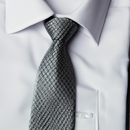 תקריב של חולצת שמלה לבנה עם עניבה עסקית